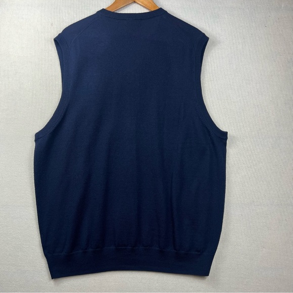 Brooks Brothers Men’s XXL 2XL Extra Fine Merino Wool Sweater Vest V-Neck Navy - Picture 5 of 8
